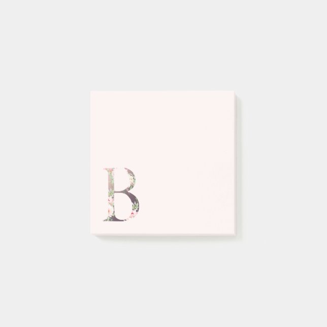 Blumenbrief "B" Monogramm Post-it Klebezettel (Vorderseite)