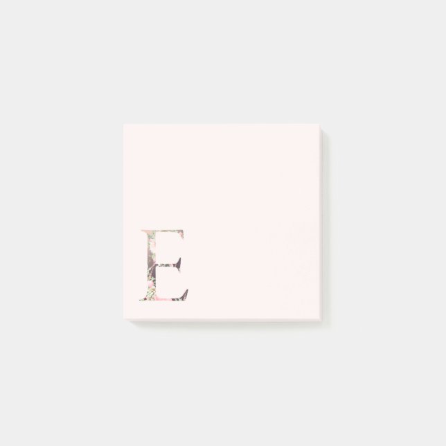 Blumenbrief "E" Monogramm-Anmerkungen Post-it Klebezettel (Vorderseite)
