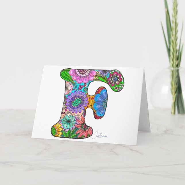 Blumenbrief F-Grußkarte - Leere Innenseite Karte (Vorderseite)