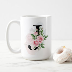 Blumenbrief J – Sanfte Pastell-Monogramm Kaffeetasse