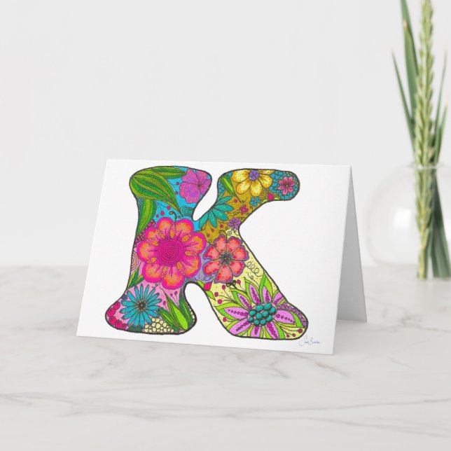 Blumenbrief K Grußkarte - Leere Innenseite Karte (Vorderseite)