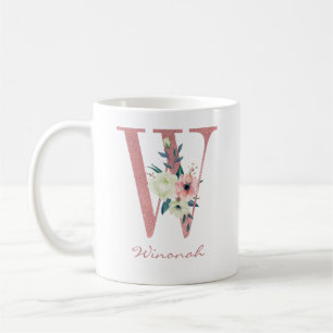 Blumenbrief Pink Initial W Kaffeetasse