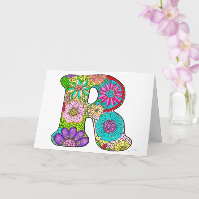 Blumenbrief R Grußkarte - Leere Innenseite Karte (Orchidee)