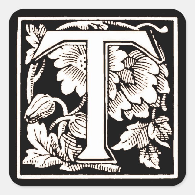 Blumenbrief "T" - Aufkleber (Vorderseite)