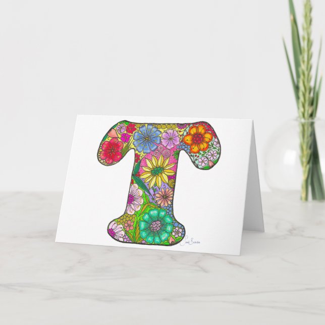 Blumenbrief T Grußkarte - Leere Innenseite Karte (Vorderseite)