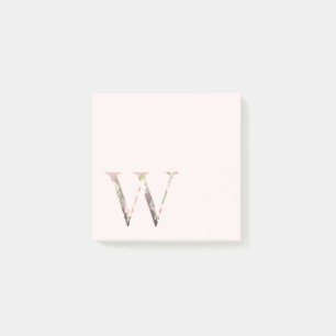 Blumenbrief "W" Monogramm-Notizen Post-it Klebezettel