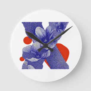 Blumenbrief X – Fetter geometrischer botanischer E Runde Wanduhr