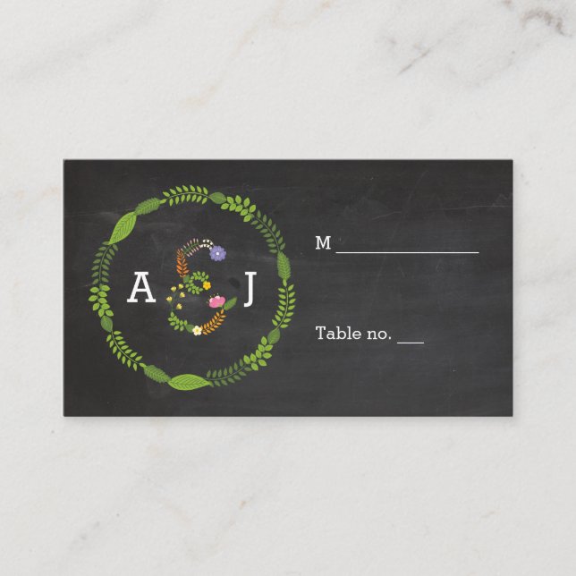 Blumenbriefe rustikale Hochzeitskarten für LIEBEN Platzkarte (Vorderseite)