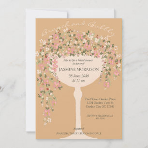 Blumenbrunch und Bubbly Champagne Brautparty Einladung