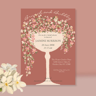 Blumenbrunch und Bubbly Champagne Brautparty Einladung