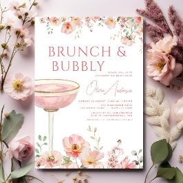 Blumenbrunch und Bubbly Champagne Brautparty Einladung