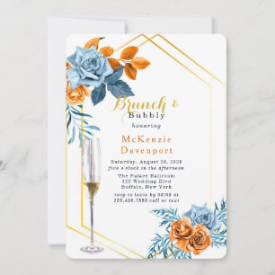 Blumenbrunch und Bubbly mit Dusty Blue & Rusty Peo Einladung