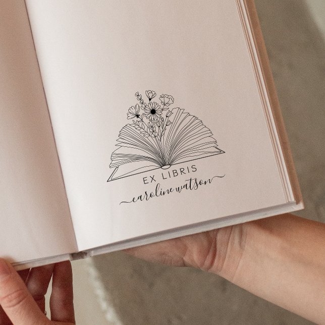 Blumenbuch Ex libris Gummi Briefmarke Gummistempel (Von Creator hochgeladen)
