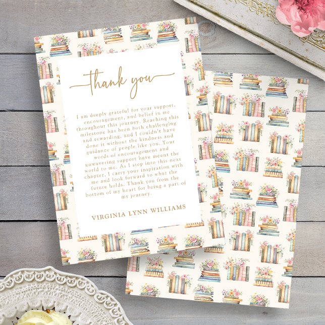 Blumenbücher Dankeskarte (Floral Books Graduation Thank You Card by Painted Paperie
)
