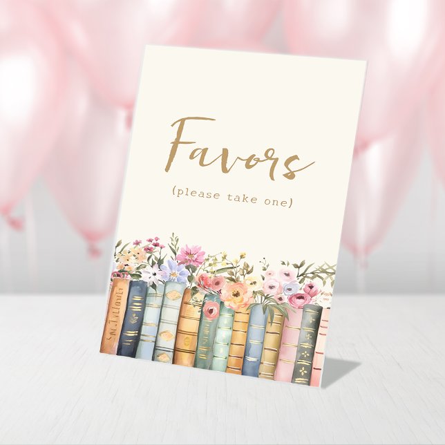 Blumenbücher: Favoriten Sockelschild (Floral Books Favors Sign by Painted Paperie
)