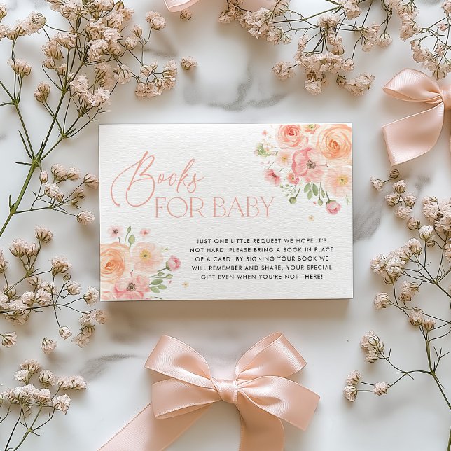 Blumenbücher für Baby Shower Karte (Floral Books For Baby Enclosure Card | Baby in Bloom Bridal Shower)