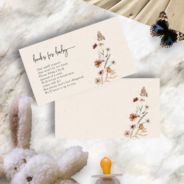 Blumenbücher für die Babyverpackungskarte Begleitkarte (Boho Floral Books For Baby Enclosure Card by Painted Paperie
)