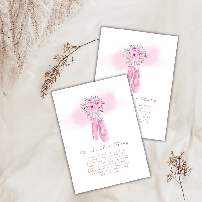Blumenbücher für die Ballerina Schuhe für die Baby Begleitkarte (Floral Ballerina Shoes Books For Baby Shower Enclosure Card)