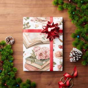 Blumenbücher und Brunch Literarisches Geschenkpapi Geschenkpapier