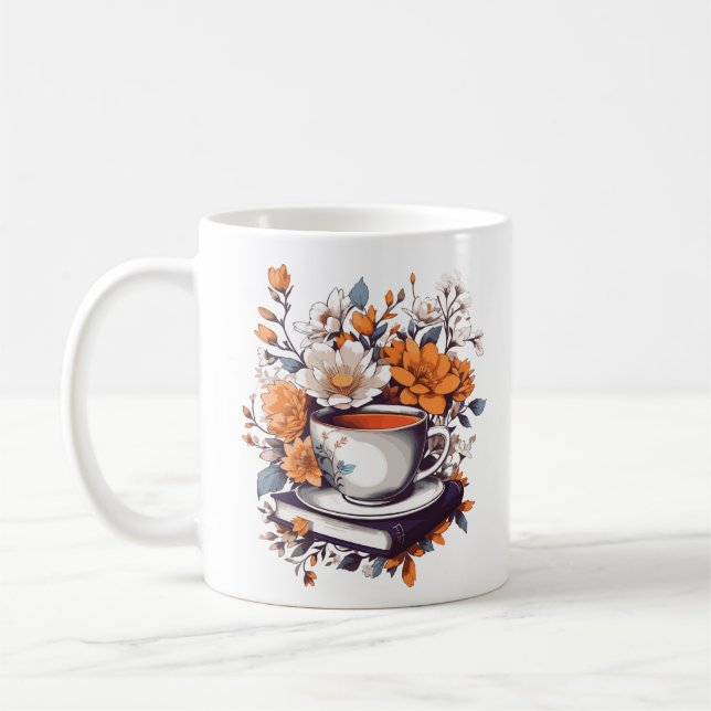 Blumenbücher und Tee - Liebhaber des Blumenbuchs Kaffeetasse (Links)