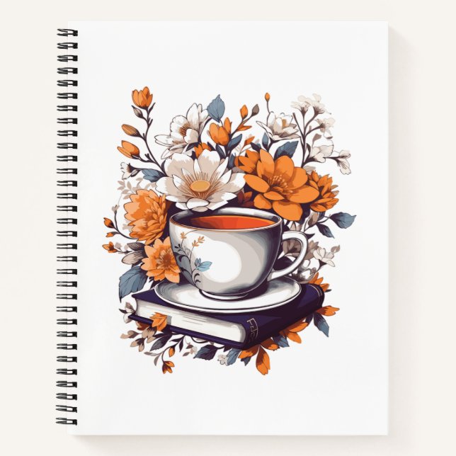 Blumenbücher und Tee - Liebhaber des Blumenbuchs Notizbuch (Vorderseite)