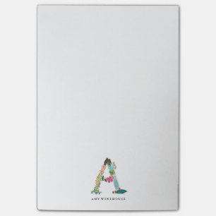 Blumenbuchstabe-Monogramm-Initiale - A Post-it Klebezettel