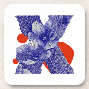Blumenbuchstabe X – Fetter geometrischer botanisch Getränkeuntersetzer