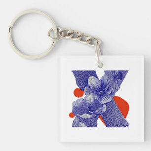 Blumenbuchstabe X – Fetter geometrischer botanisch Schlüsselanhänger