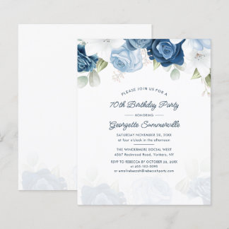 Blumenbudget 70. Geburtstag Dusty Blue Party