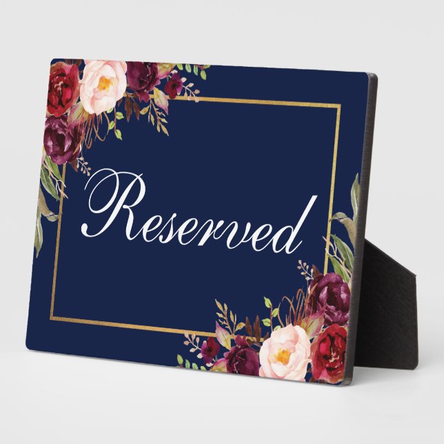 Blumenburgund Blue Wedding Reserviert 12x18 Table Fotoplatte (Seite)