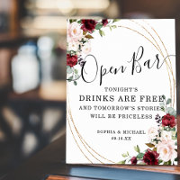 Blumenburgund Blush Blues Gold Frame Open Bar
