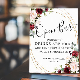 Blumenburgund Blush Blues Gold Frame Open Bar Poster