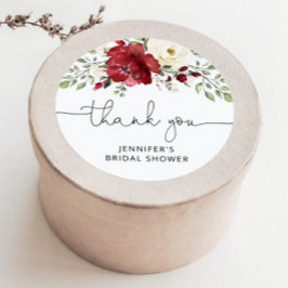 Blumenburgund-Brautparty Runder Aufkleber