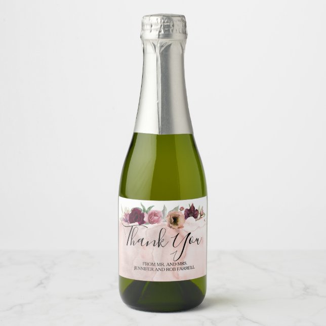 Blumenburgund und Vintage Gastgeschenk Hochzeit mi (Vorderseite)