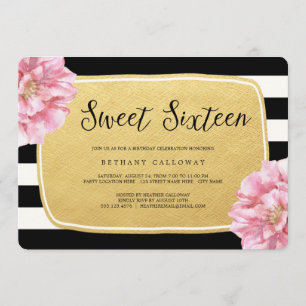 Blumenchic Sweet 16 Birthday Einladung / Imitats F
