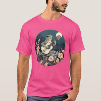 Blumencockner-Frosch Acoustic Gitarre spielen T-Shirt