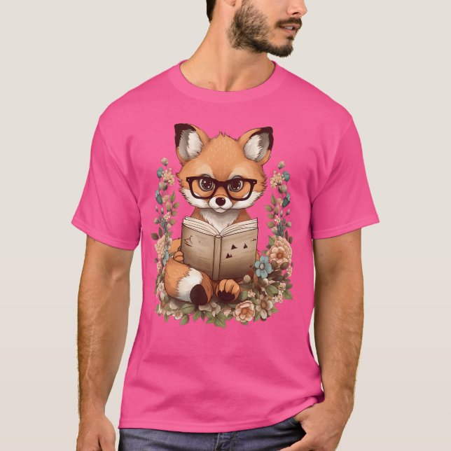 Blumencocktail-Blume mit Fox-Lesebuch T-Shirt (Vorderseite)
