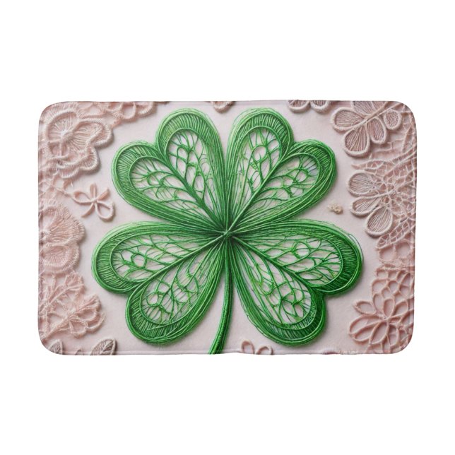 Blumencoquette Kleeblatt St Patrick's Day Badematte (Vorderseite)