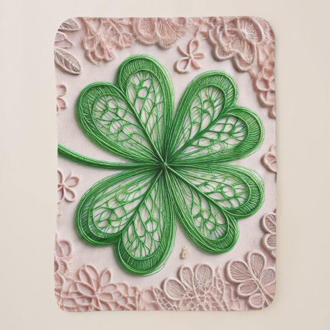 Blumencoquette Kleeblatt St Patrick's Day Sherpadecke (Vorderseite)