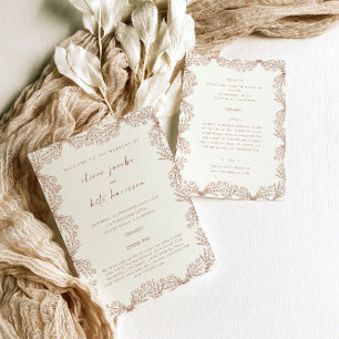 Blumencreme Terracotta Front & Back Wedding Einladung