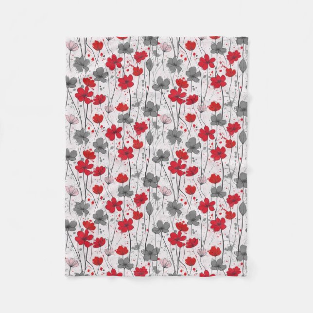 Blumendarstellung, abstrakte Wildblumen, modern Fleecedecke (Vorderseite)