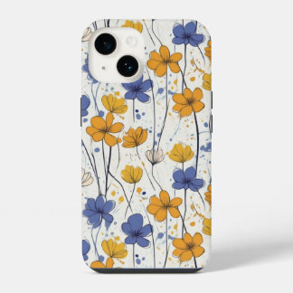 Blumendarstellung, abstrakte Wildblumen, modern iPhone 14 Hülle