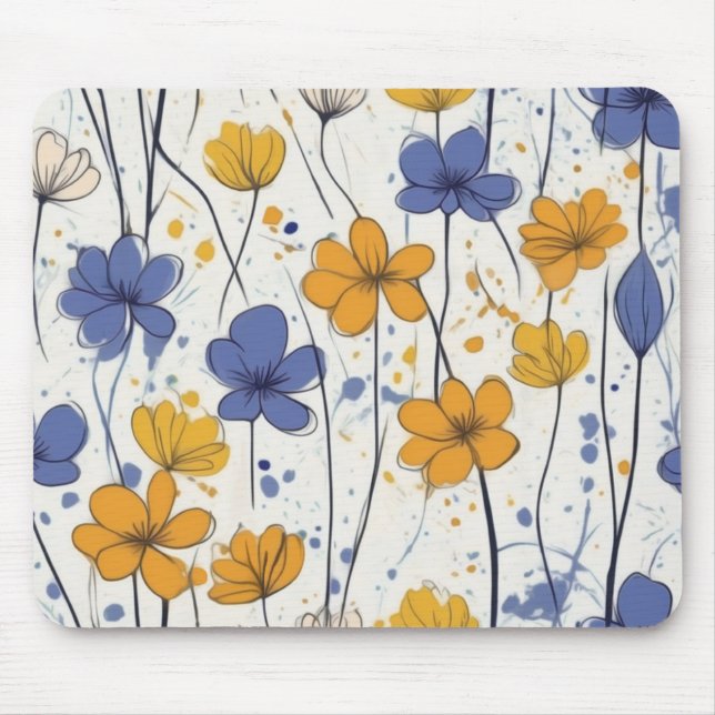 Blumendarstellung, abstrakte Wildblumen, modern Mousepad (Vorne)