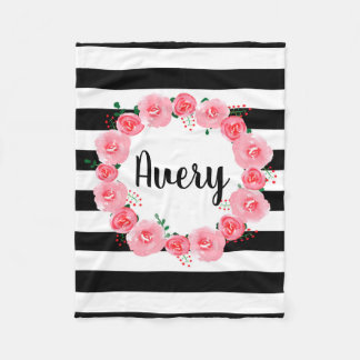 Blumendecke Fleece des personalisierten rosa
