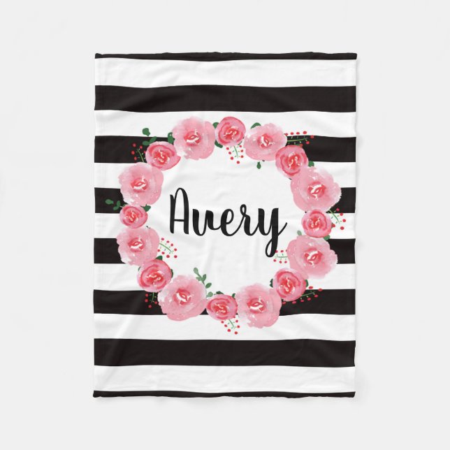 Blumendecke Fleece des personalisierten rosa (Vorderseite)