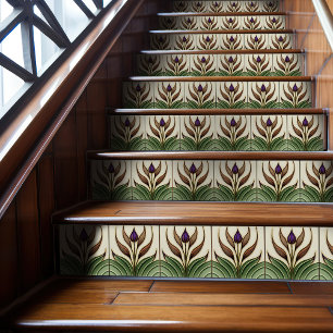 Blumendekor im Jugendstil Vintage Deco Fliese