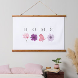 Blumendekoration für Zuhause mit Schmetterlingen Wandteppich Mit Holzrahmen