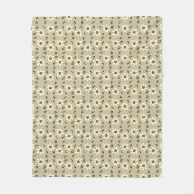 Blumendekoration in Weiß und Beige Fleecedecke (Vorderseite)