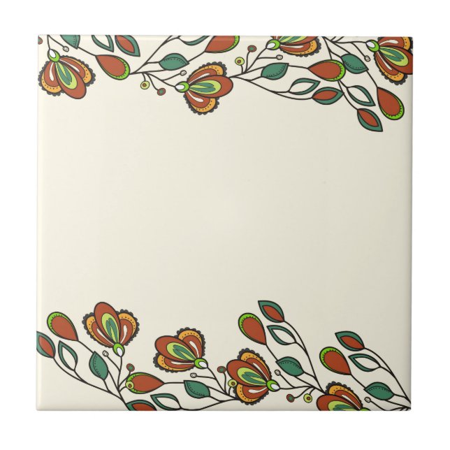 Blumendekoration Keramik Tile - Farblich Vintag Fliese (Vorderseite)