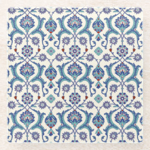 Blumendekoration: Traditionelles arabisches Muster Glasuntersetzer